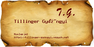Tillinger Gyöngyi névjegykártya